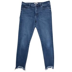 LOFT Size 29/8 High Rise Skinny Chewed Hem Cotton/Poly/Elastane Jeans